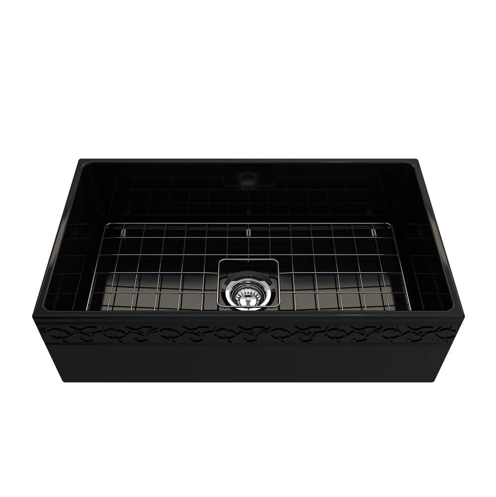 Vigneto Apron Front Fireclay 33 in. Single Bowl Kitchen Sink with Protective Bottom Grid and Strainer in White