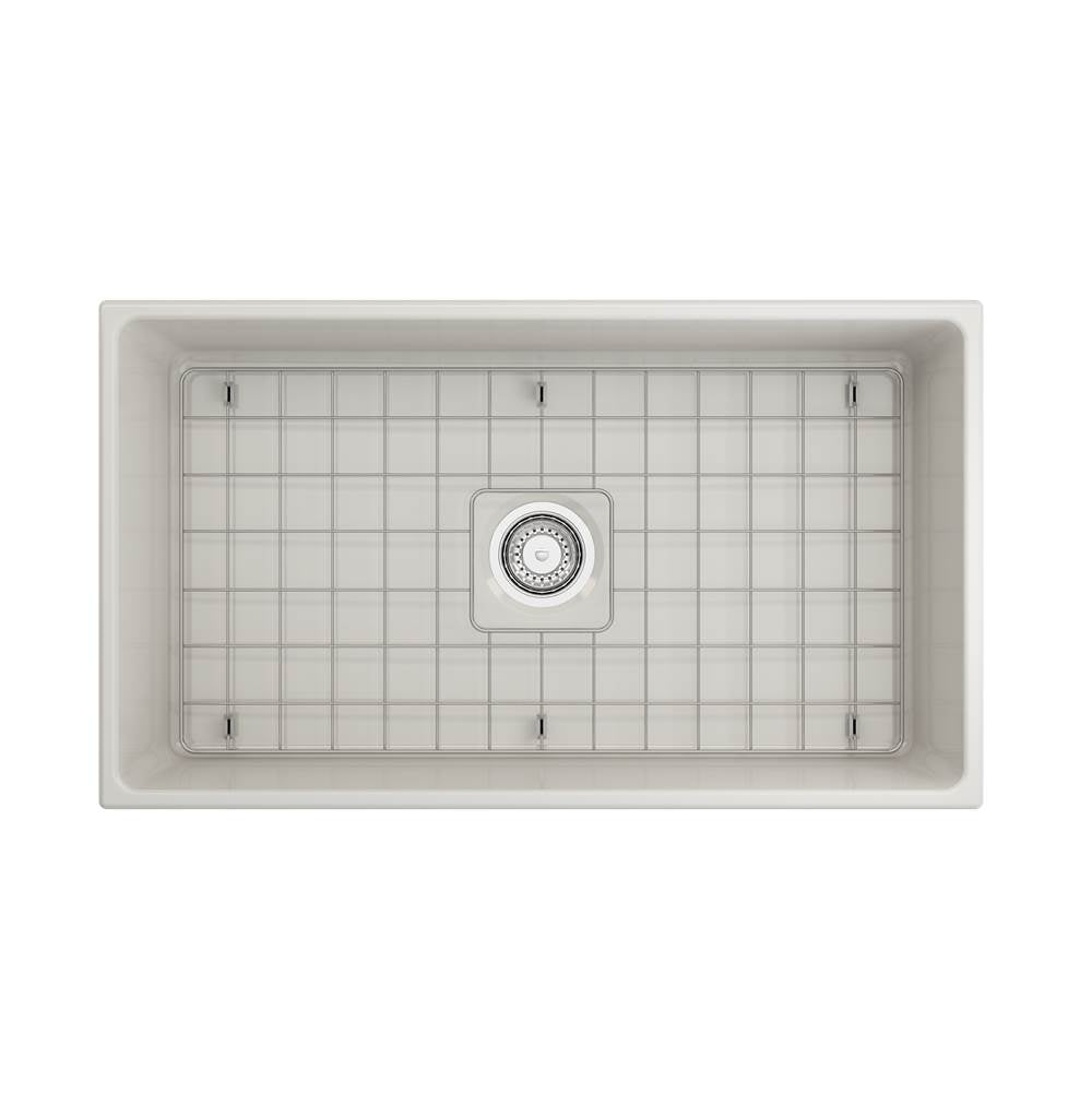 Vigneto Apron Front Fireclay 33 in. Single Bowl Kitchen Sink with Protective Bottom Grid and Strainer in White