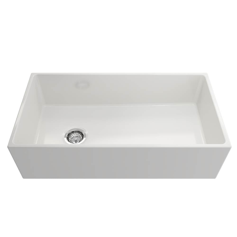 Contempo Apron Front Fireclay 36 in. Single Bowl Kitchen Sink with Protective Bottom Grid and Strainer in White
