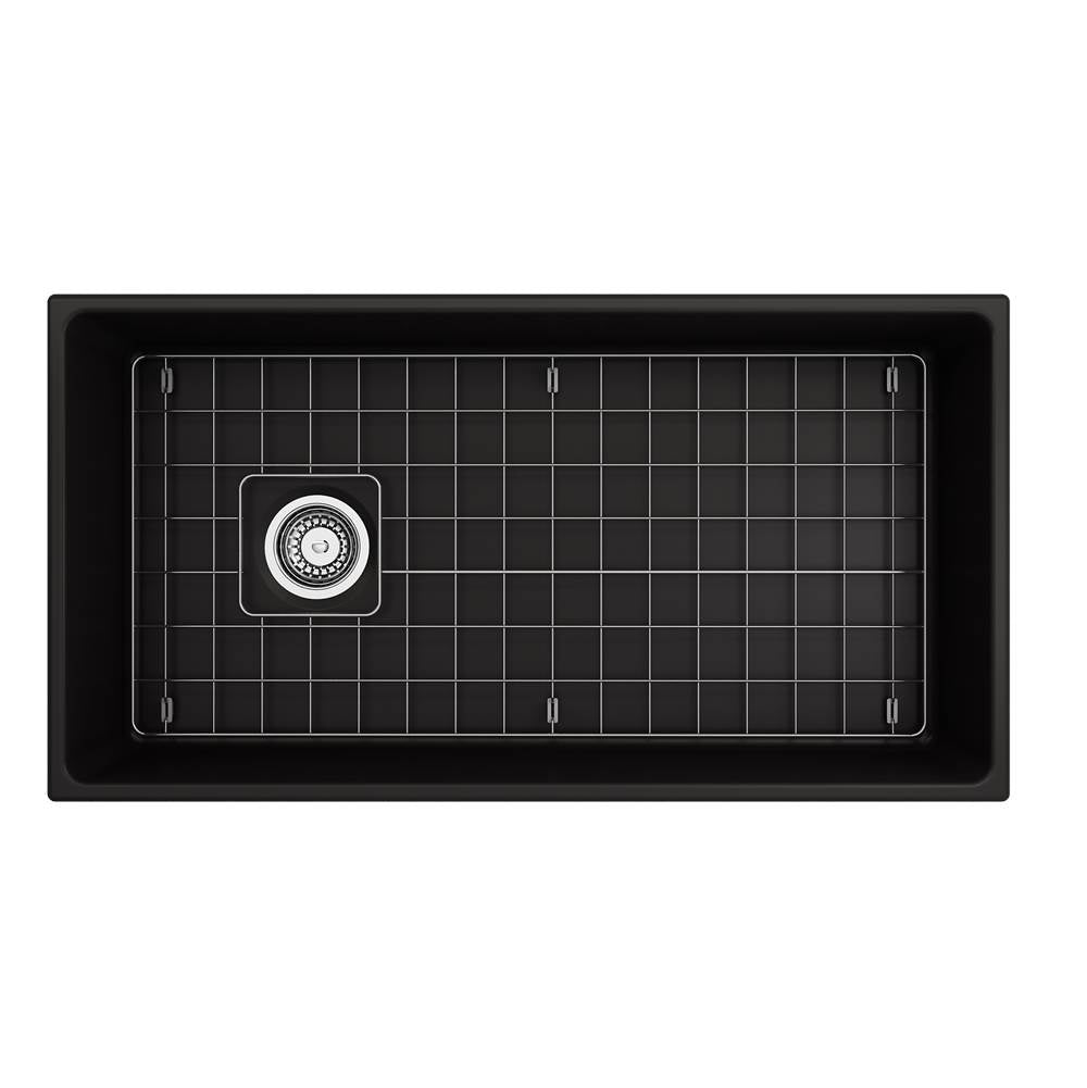 Contempo Apron Front Fireclay 36 in. Single Bowl Kitchen Sink with Protective Bottom Grid and Strainer in White