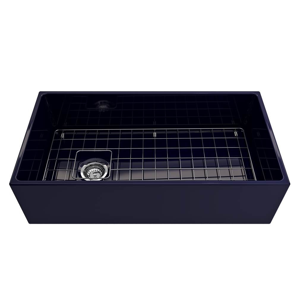 Contempo Apron Front Fireclay 36 in. Single Bowl Kitchen Sink with Protective Bottom Grid and Strainer in White