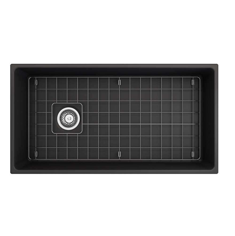 Contempo Apron Front Fireclay 36 in. Single Bowl Kitchen Sink with Protective Bottom Grid and Strainer in White