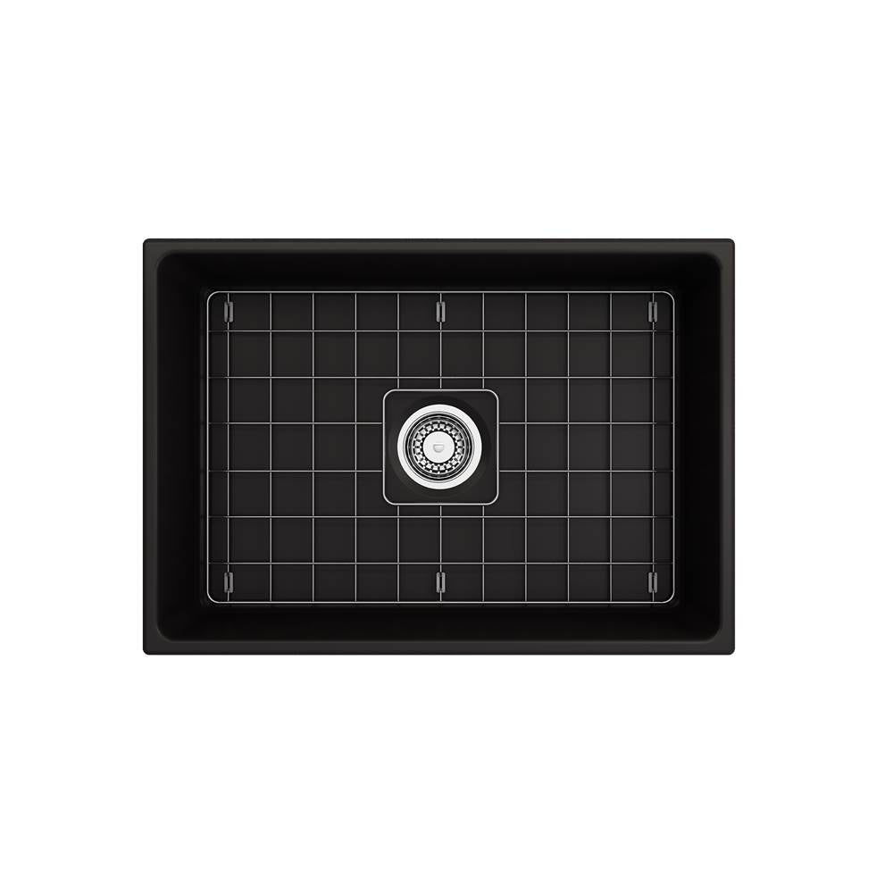 Contempo Apron Front Fireclay 27 in. Single Bowl Kitchen Sink with Protective Bottom Grid and Strainer in White