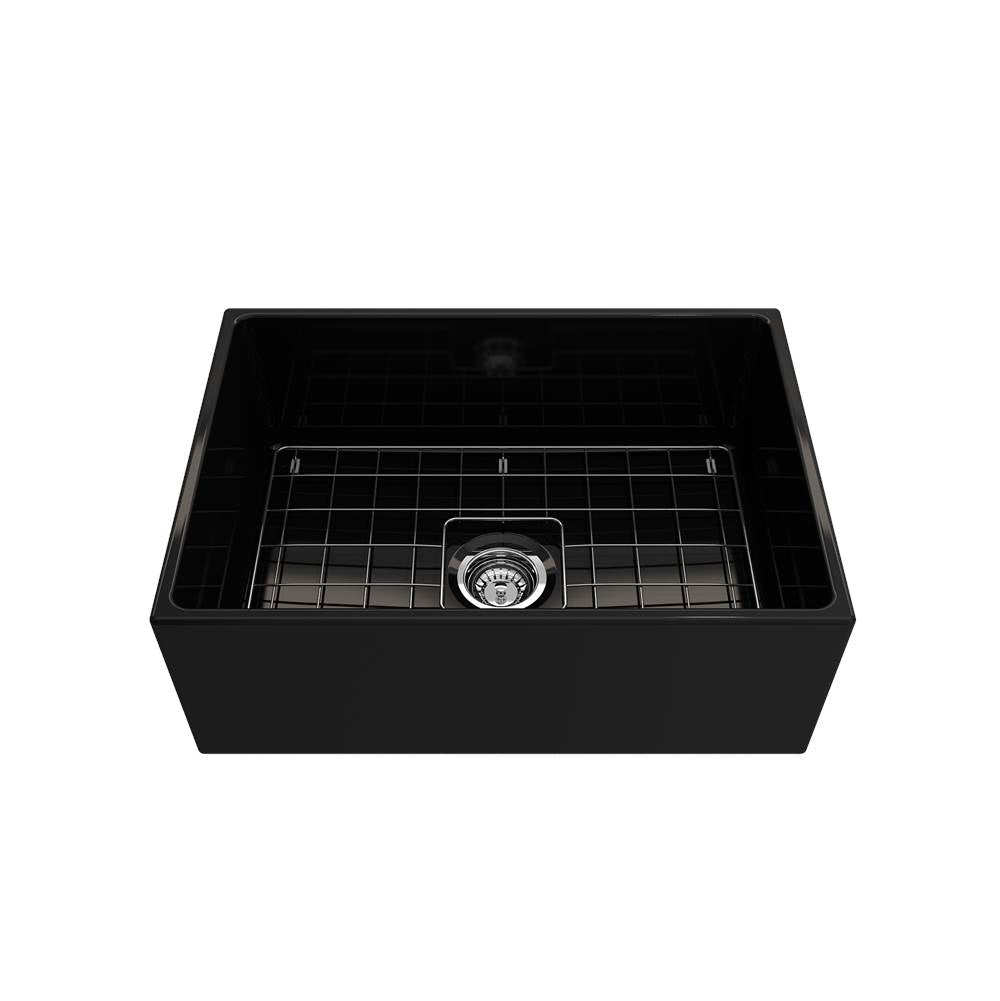 Contempo Apron Front Fireclay 27 in. Single Bowl Kitchen Sink with Protective Bottom Grid and Strainer in White
