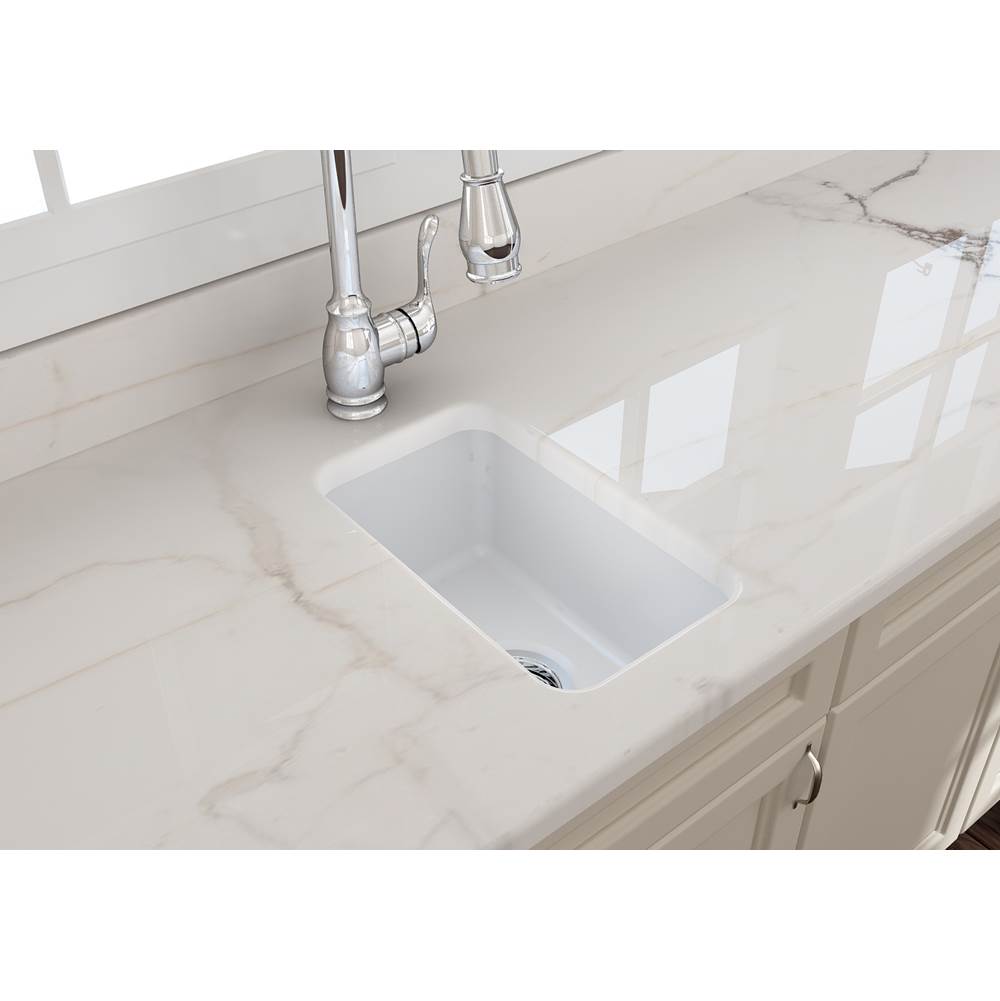 Sotto Dual-mount Fireclay 12 in. Single Bowl Bar Sink with Strainer in Matte Dark Gray