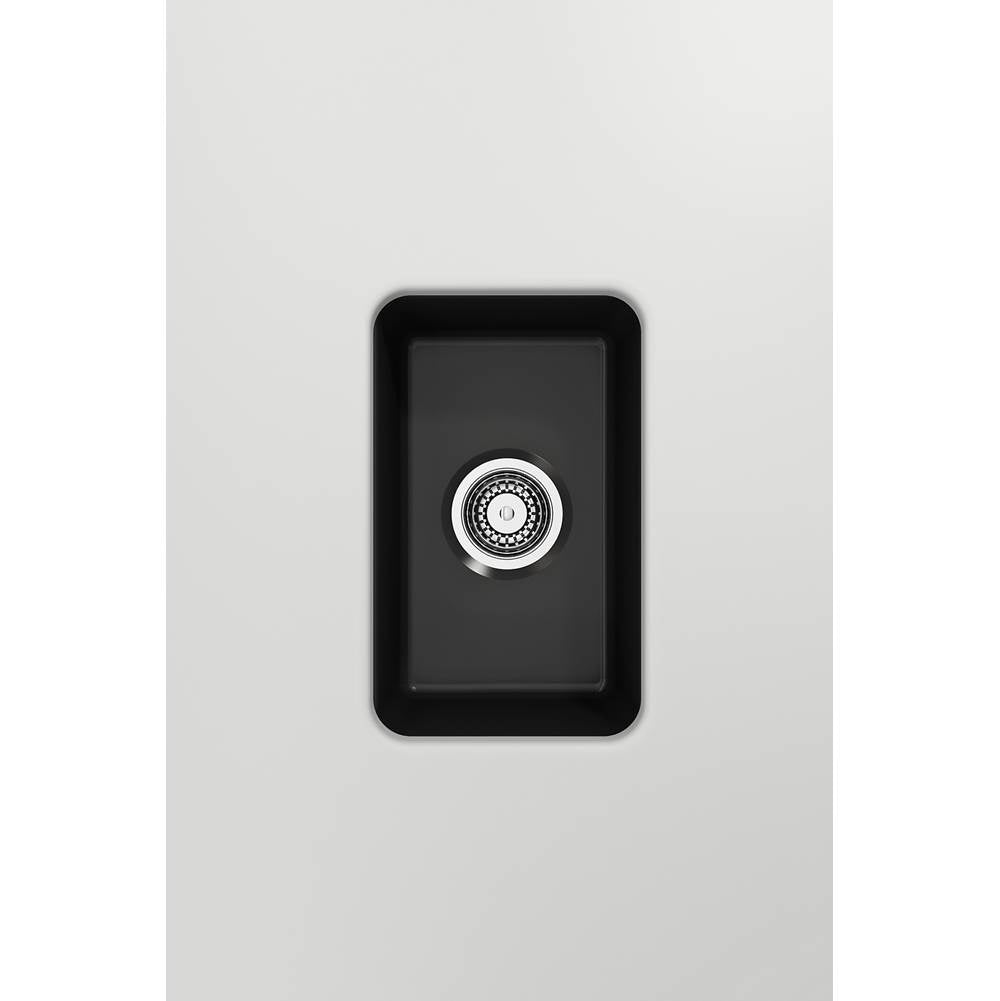 Sotto Dual-mount Fireclay 12 in. Single Bowl Bar Sink with Strainer in Matte Dark Gray