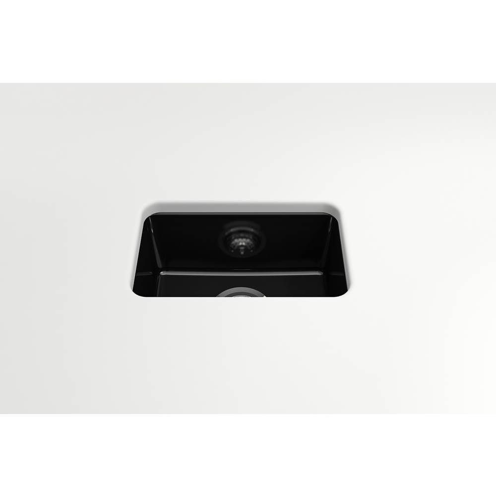Sotto Dual-mount Fireclay 12 in. Single Bowl Bar Sink with Strainer in Matte Dark Gray
