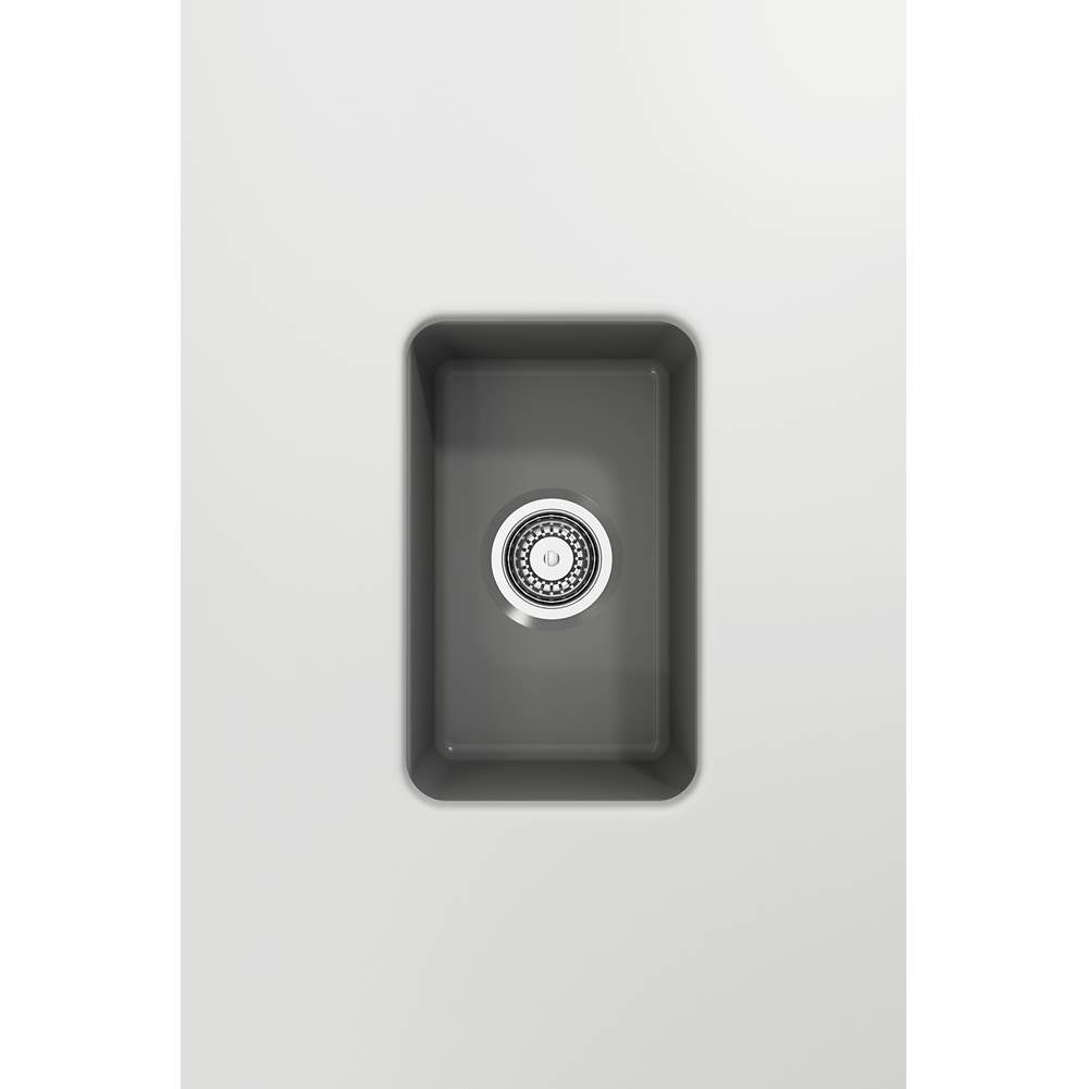 Sotto Dual-mount Fireclay 12 in. Single Bowl Bar Sink with Strainer in Matte Dark Gray