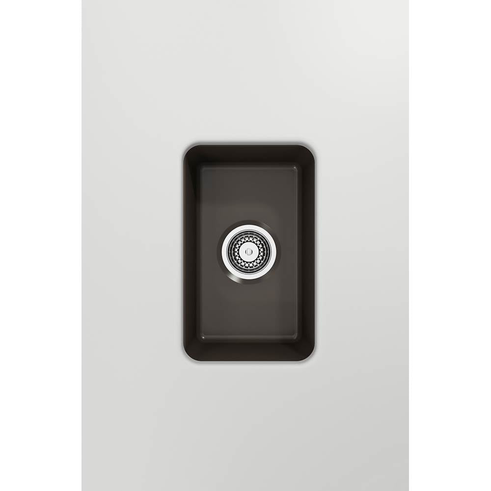 Sotto Dual-mount Fireclay 12 in. Single Bowl Bar Sink with Strainer in Matte Dark Gray