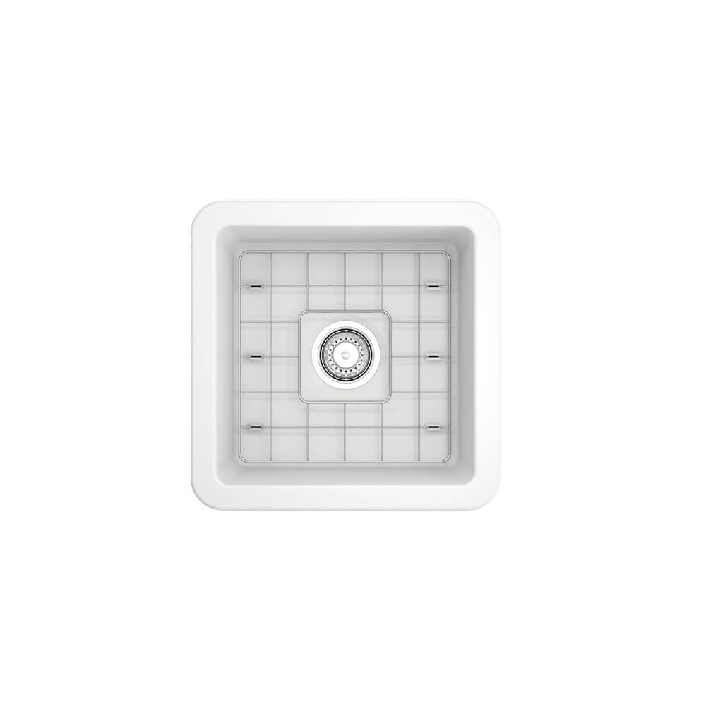 Sotto Dual-mount Fireclay 18 in. Single Bowl Bar Sink with Protective Bottom Grid and Strainer in White