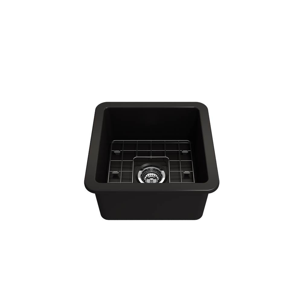 Sotto Dual-mount Fireclay 18 in. Single Bowl Bar Sink with Protective Bottom Grid and Strainer in White