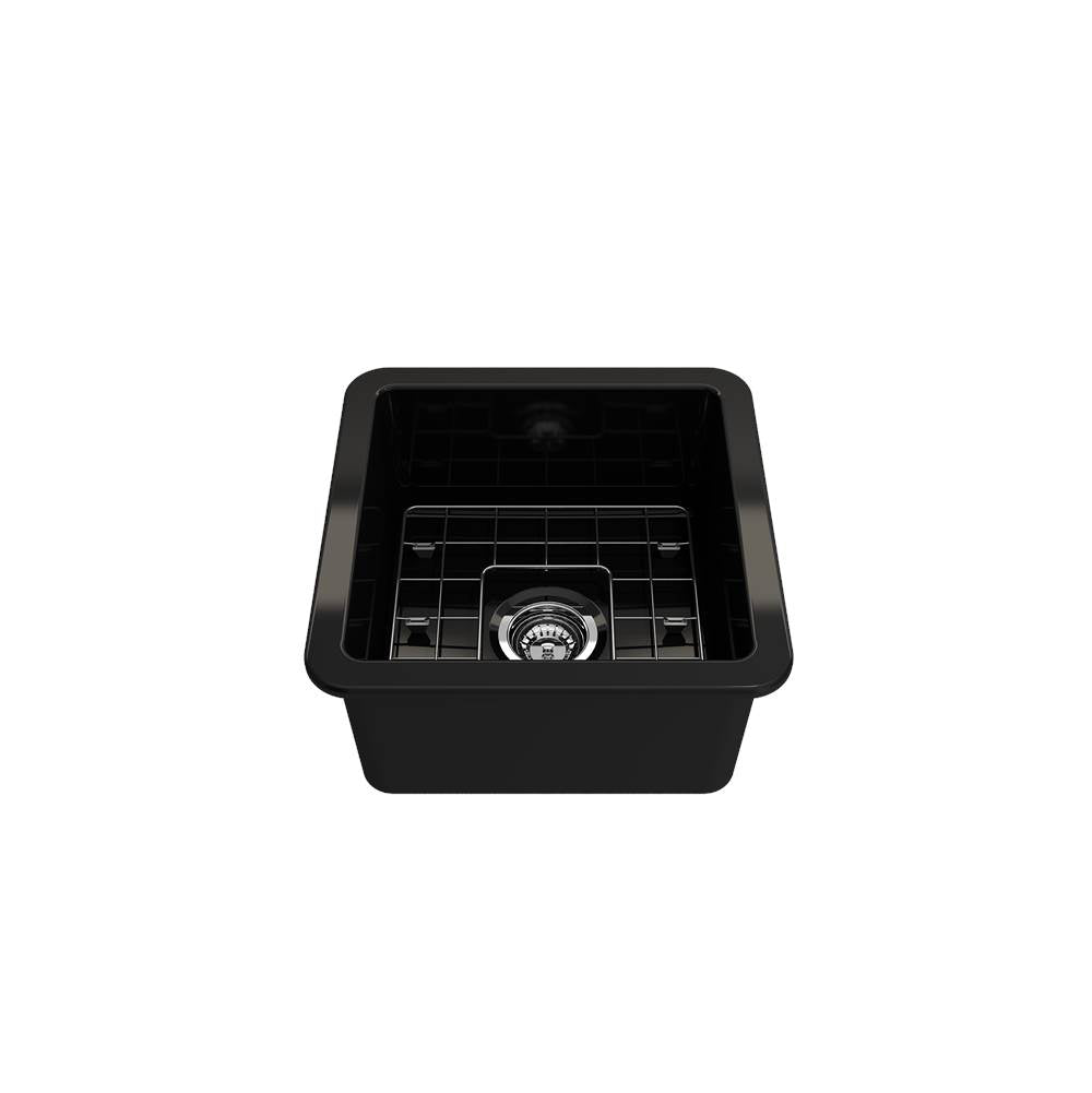 Sotto Dual-mount Fireclay 18 in. Single Bowl Bar Sink with Protective Bottom Grid and Strainer in White