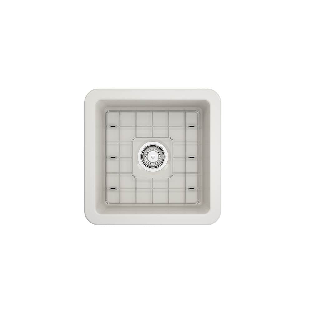 Sotto Dual-mount Fireclay 18 in. Single Bowl Bar Sink with Protective Bottom Grid and Strainer in White