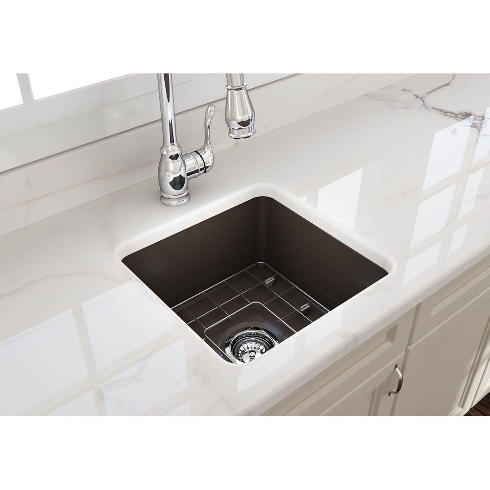 Sotto Dual-mount Fireclay 18 in. Single Bowl Bar Sink with Protective Bottom Grid and Strainer in White