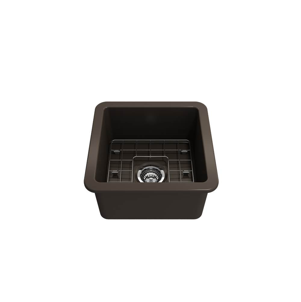 Sotto Dual-mount Fireclay 18 in. Single Bowl Bar Sink with Protective Bottom Grid and Strainer in White