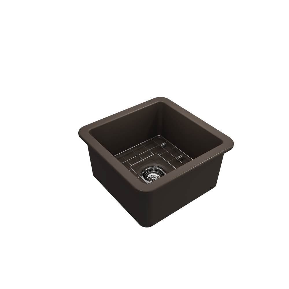 Sotto Dual-mount Fireclay 18 in. Single Bowl Bar Sink with Protective Bottom Grid and Strainer in White