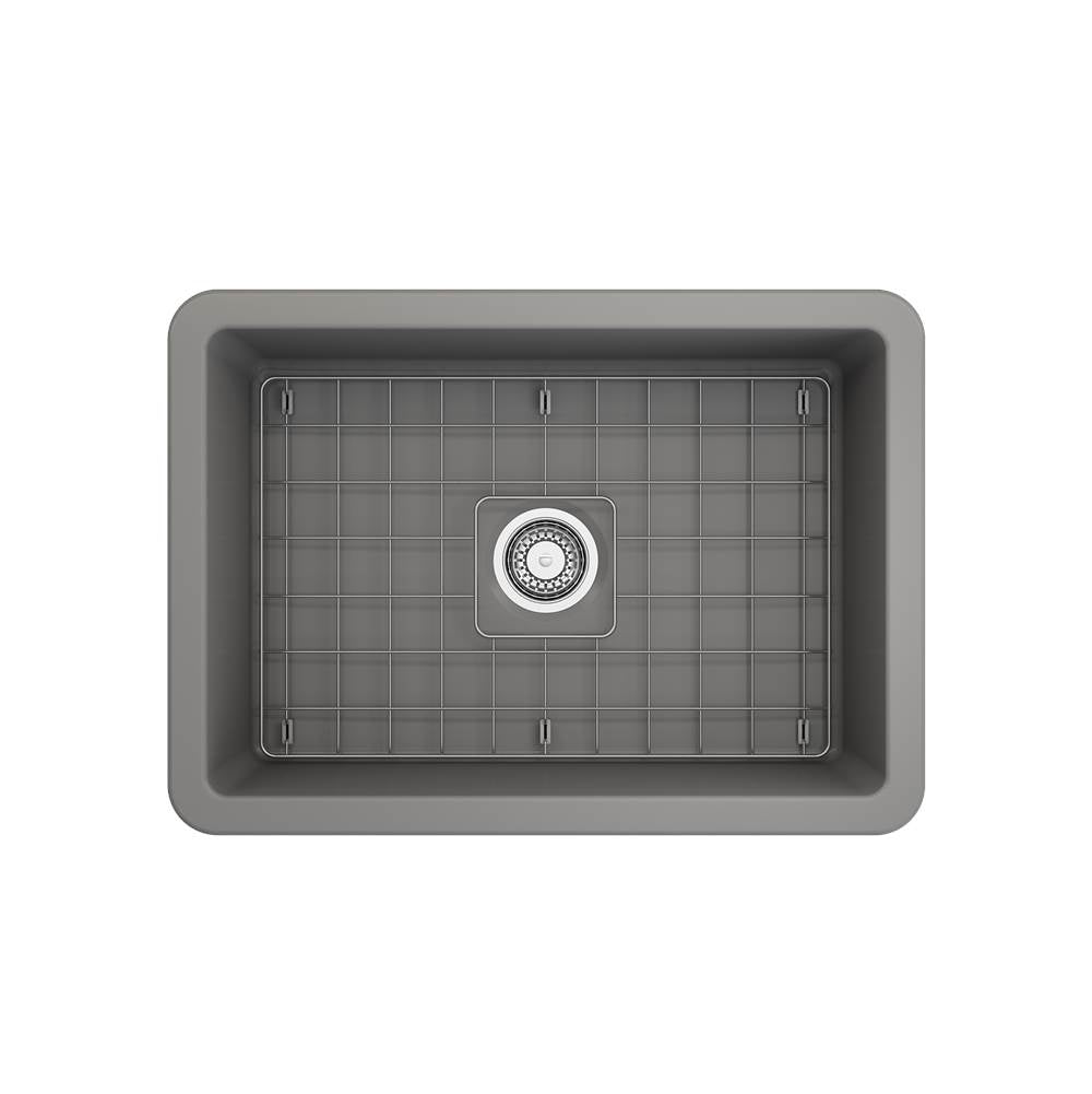 Sotto Dual-mount Fireclay 27 in. Single Bowl Kitchen Sink with Protective Bottom Grid and Strainer in White