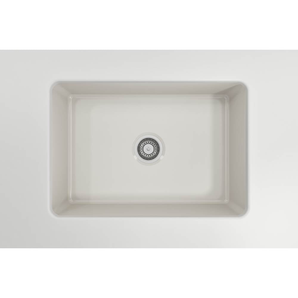 Sotto Dual-mount Fireclay 27 in. Single Bowl Kitchen Sink with Protective Bottom Grid and Strainer in White