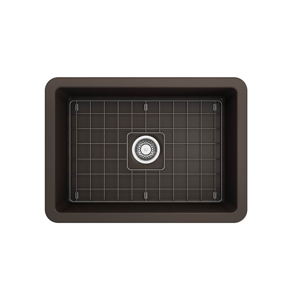 Sotto Dual-mount Fireclay 27 in. Single Bowl Kitchen Sink with Protective Bottom Grid and Strainer in White