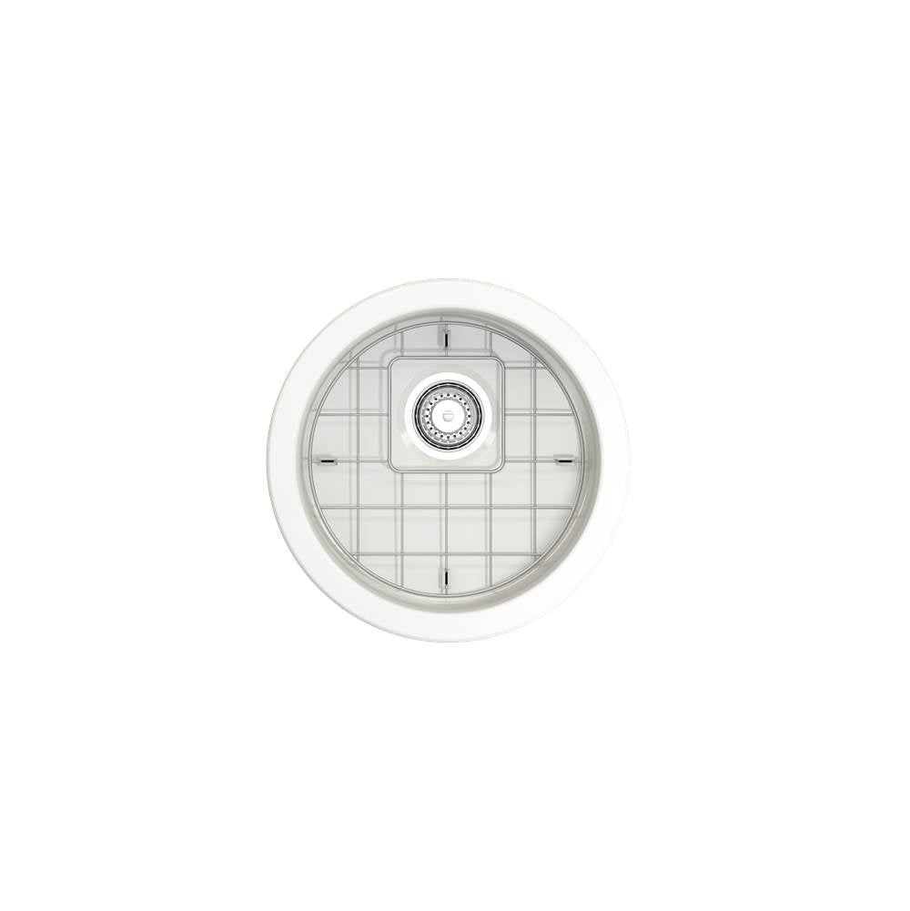 Sotto Round Dual-mount Fireclay 18.5 in. Single Bowl Bar Sink with Protective Bottom Grid and Strainer in White