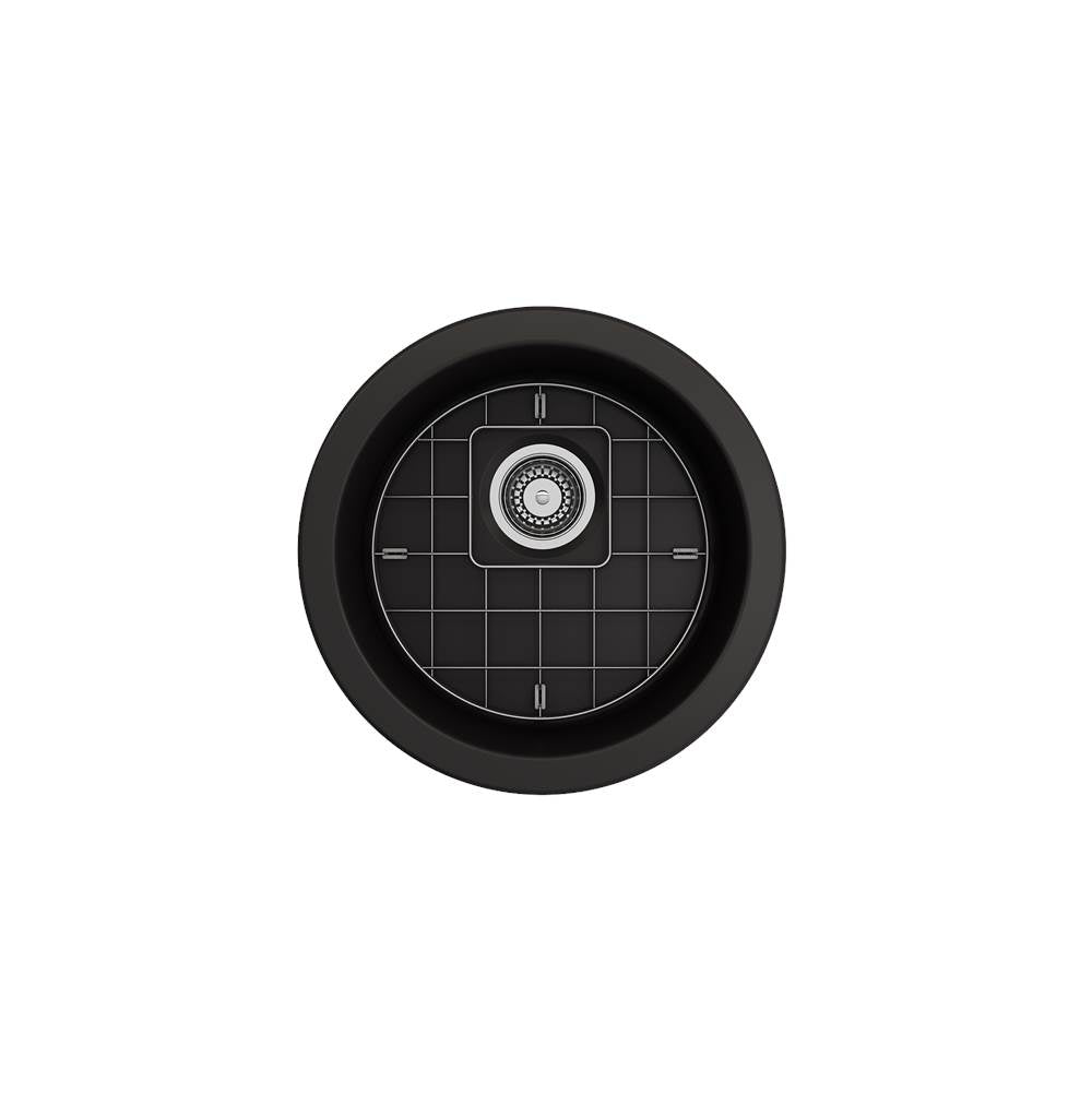 Sotto Round Dual-mount Fireclay 18.5 in. Single Bowl Bar Sink with Protective Bottom Grid and Strainer in White