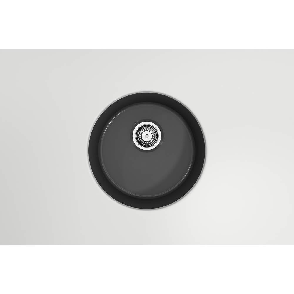 Sotto Round Dual-mount Fireclay 18.5 in. Single Bowl Bar Sink with Protective Bottom Grid and Strainer in White