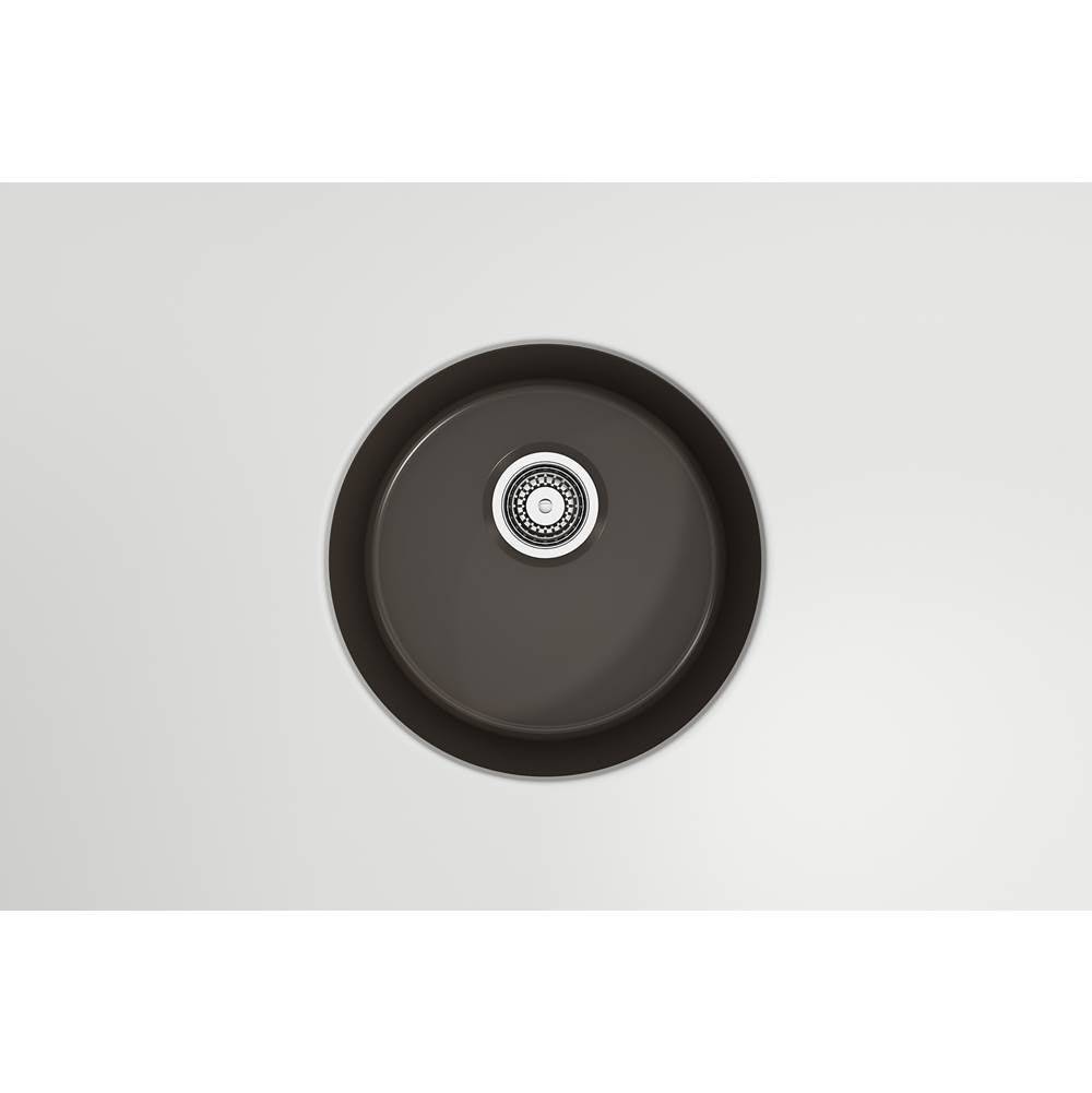 Sotto Round Dual-mount Fireclay 18.5 in. Single Bowl Bar Sink with Protective Bottom Grid and Strainer in White