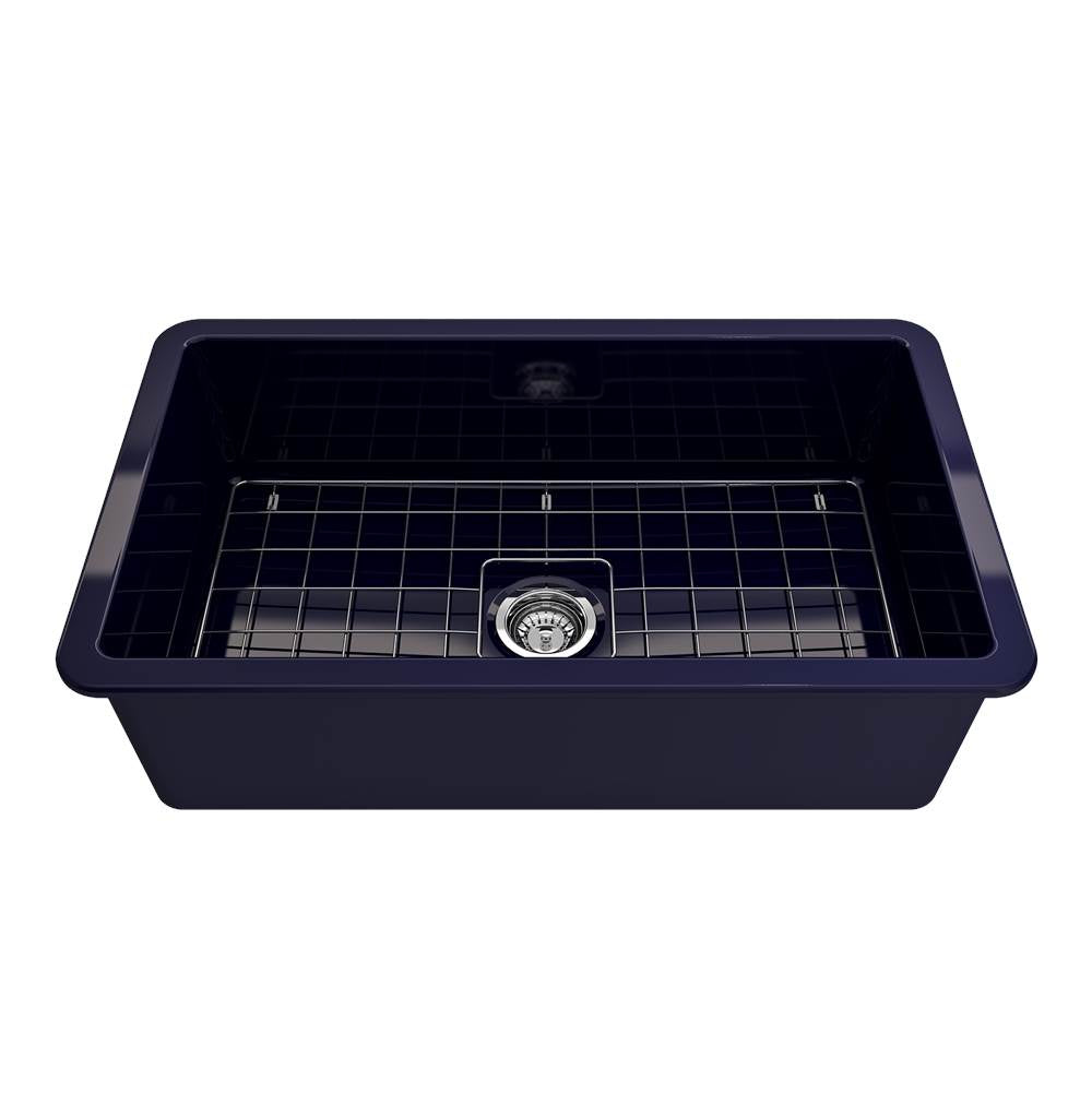 Sotto Dual-mount Fireclay 32 in. Single Bowl Kitchen Sink with Protective Bottom Grid and Strainer in White