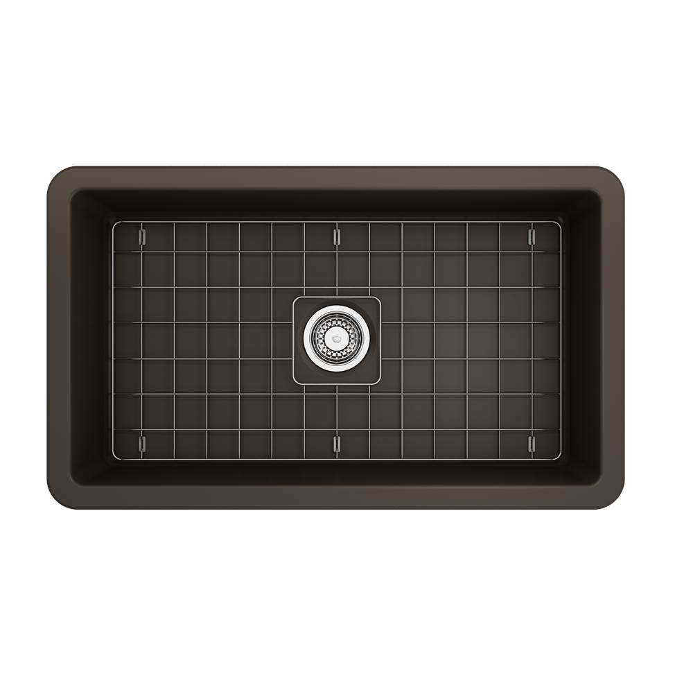 Sotto Dual-mount Fireclay 32 in. Single Bowl Kitchen Sink with Protective Bottom Grid and Strainer in White