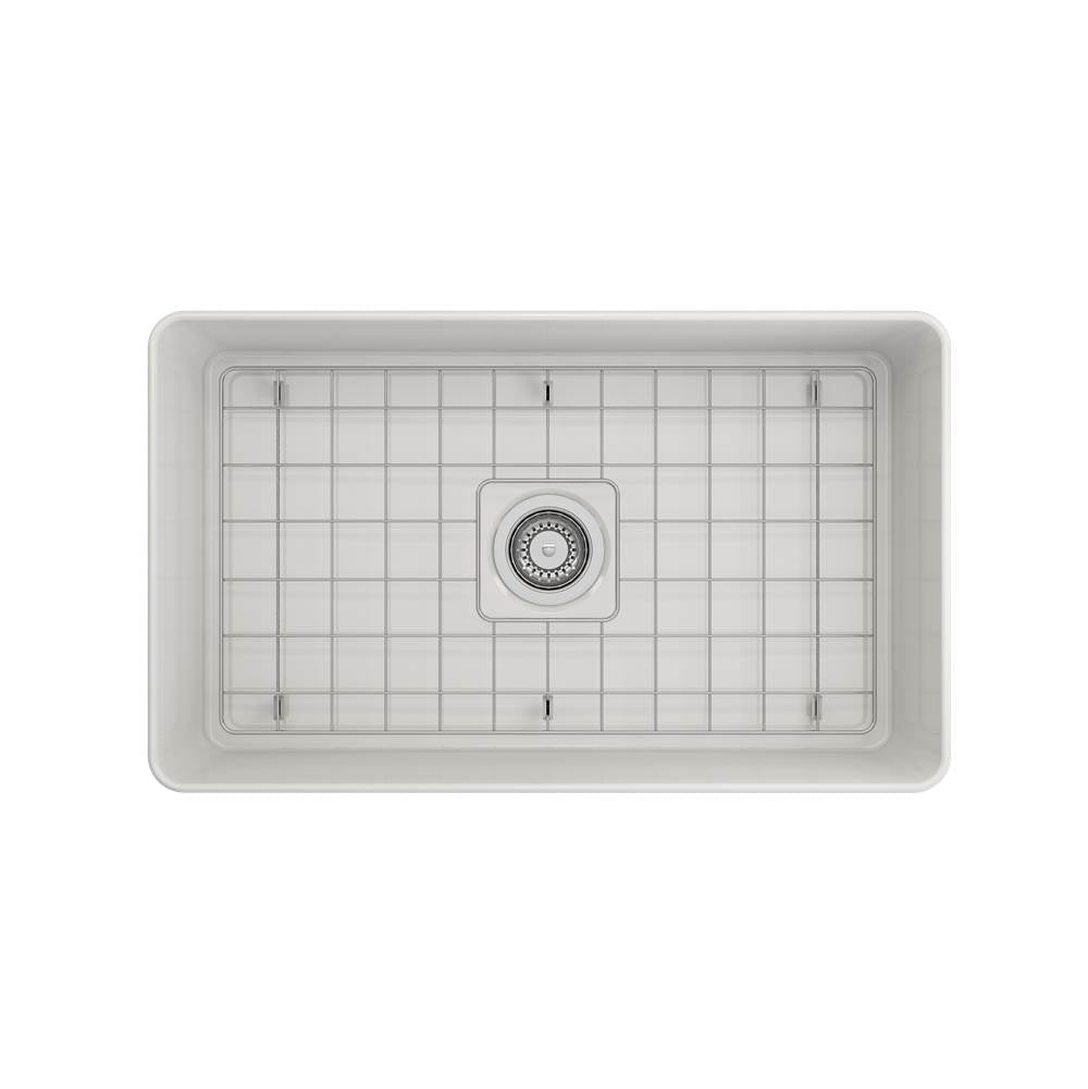 Aderci Ultra-Slim Farmhouse Apron Front Fireclay 30 in. Single Bowl Kitchen Sink with Protective Bottom Grid and Strainer in White
