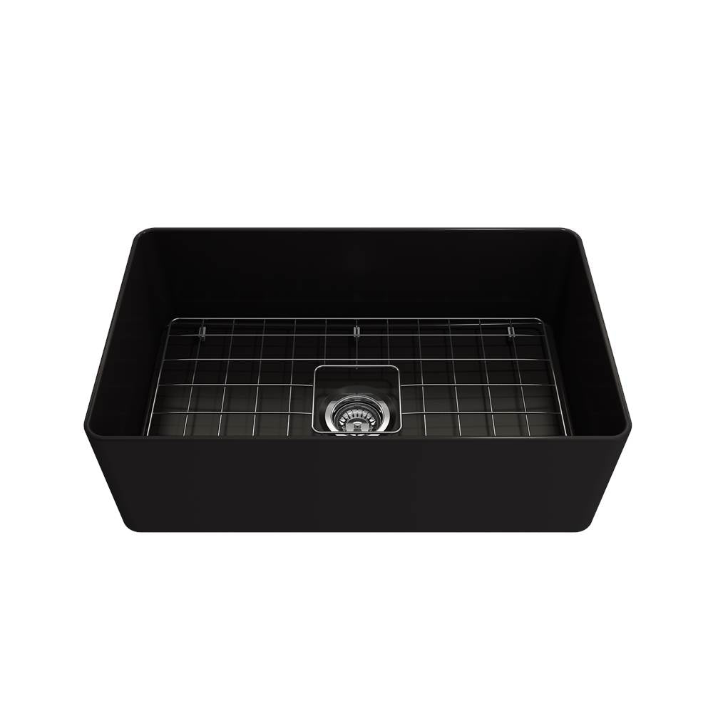 Aderci Ultra-Slim Farmhouse Apron Front Fireclay 30 in. Single Bowl Kitchen Sink with Protective Bottom Grid and Strainer in White