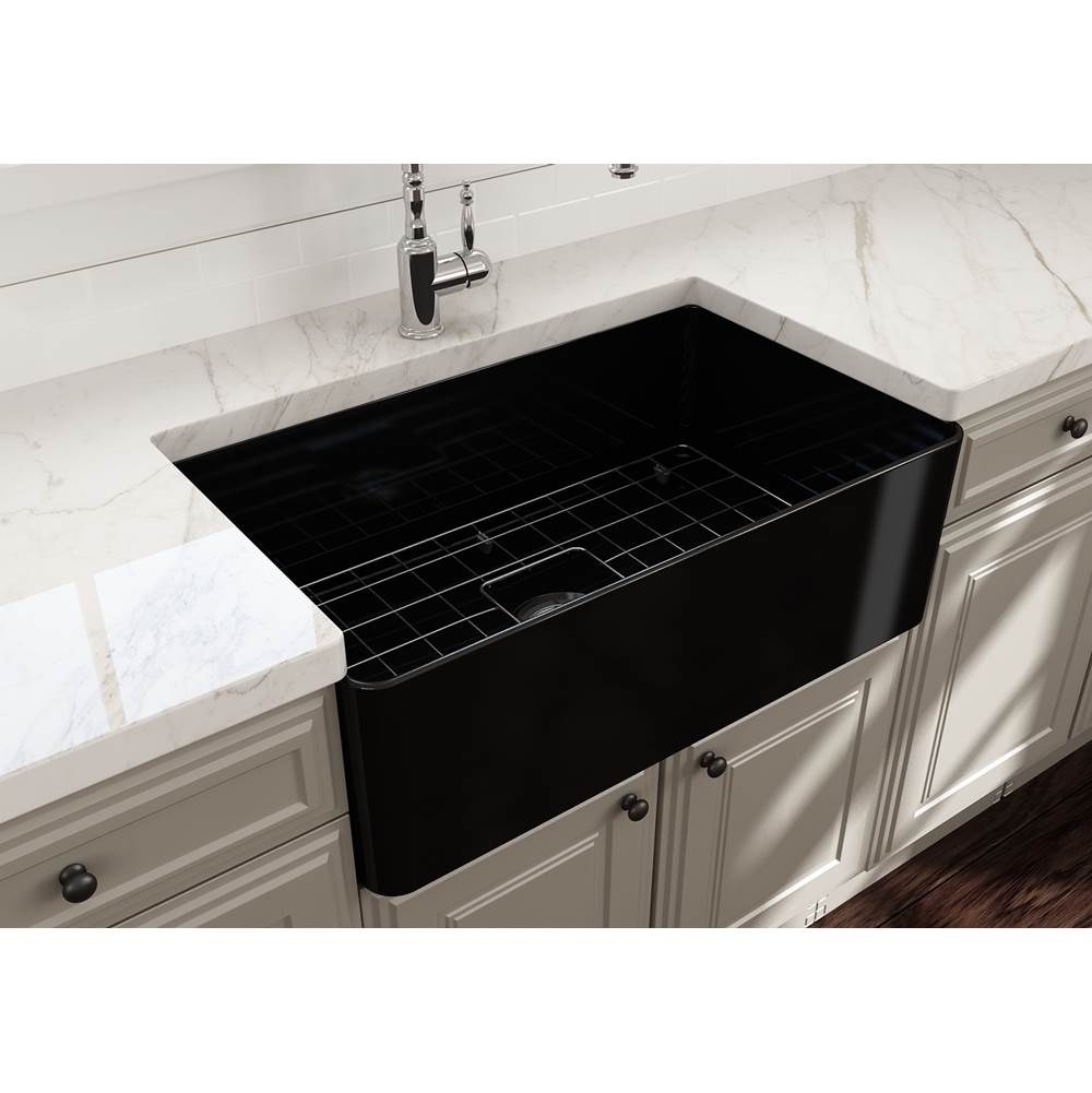 Aderci Ultra-Slim Farmhouse Apron Front Fireclay 30 in. Single Bowl Kitchen Sink with Protective Bottom Grid and Strainer in White