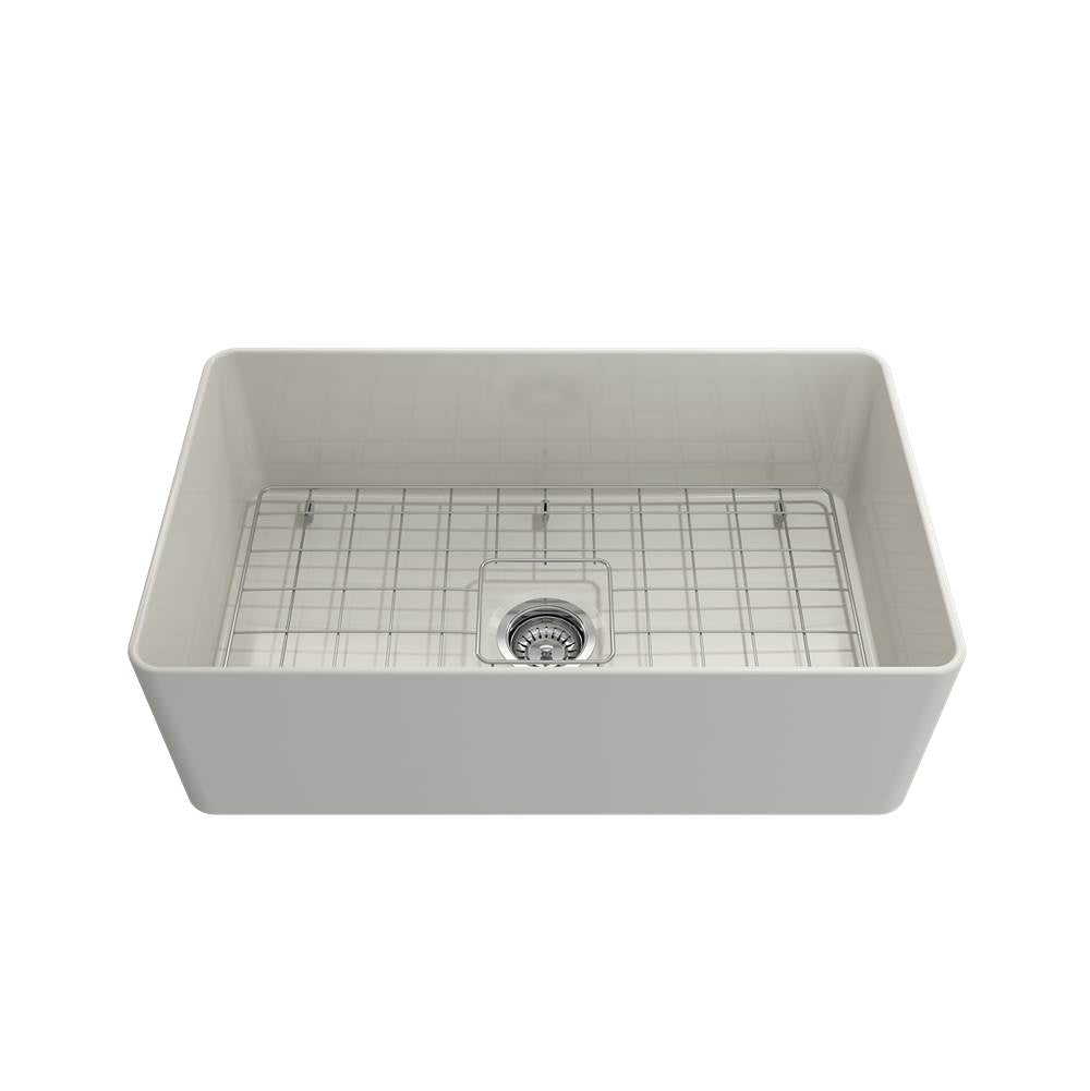 Aderci Ultra-Slim Farmhouse Apron Front Fireclay 30 in. Single Bowl Kitchen Sink with Protective Bottom Grid and Strainer in White