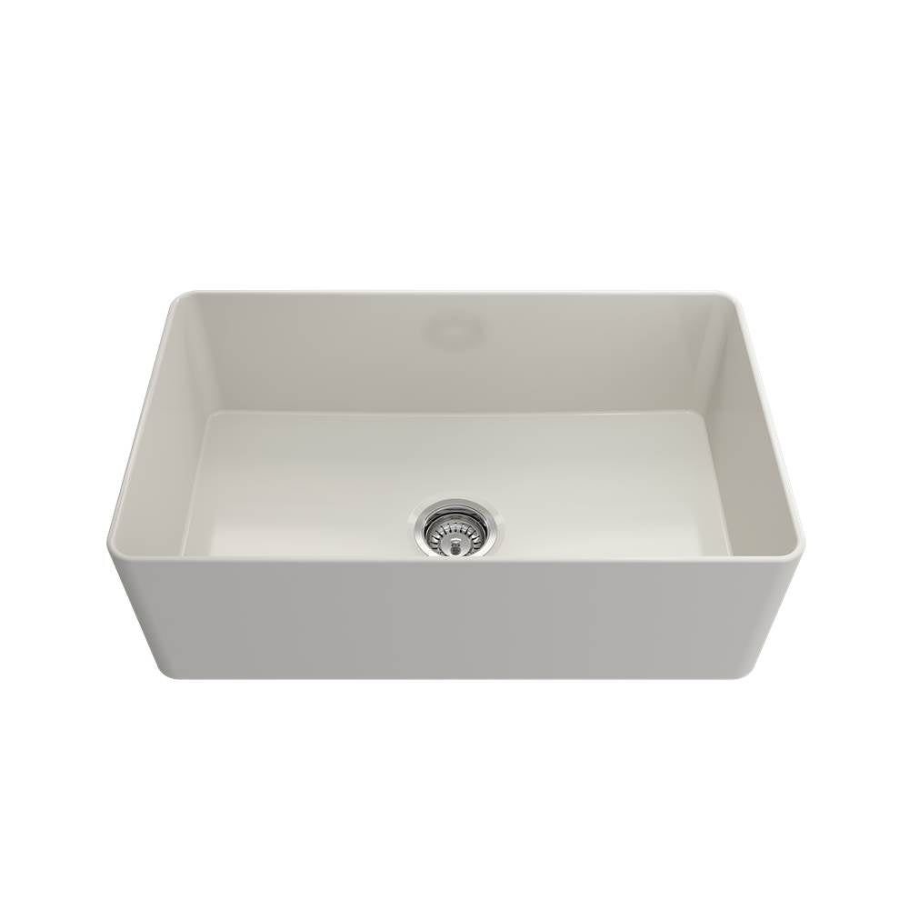 Aderci Ultra-Slim Farmhouse Apron Front Fireclay 30 in. Single Bowl Kitchen Sink with Protective Bottom Grid and Strainer in White
