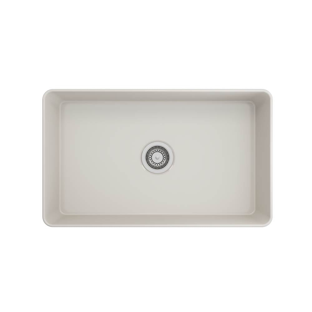 Aderci Ultra-Slim Farmhouse Apron Front Fireclay 30 in. Single Bowl Kitchen Sink with Protective Bottom Grid and Strainer in White