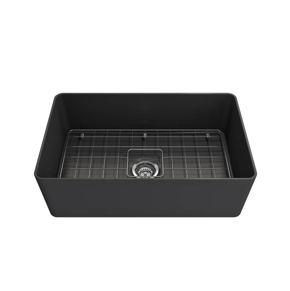 Aderci Ultra-Slim Farmhouse Apron Front Fireclay 30 in. Single Bowl Kitchen Sink with Protective Bottom Grid and Strainer in White