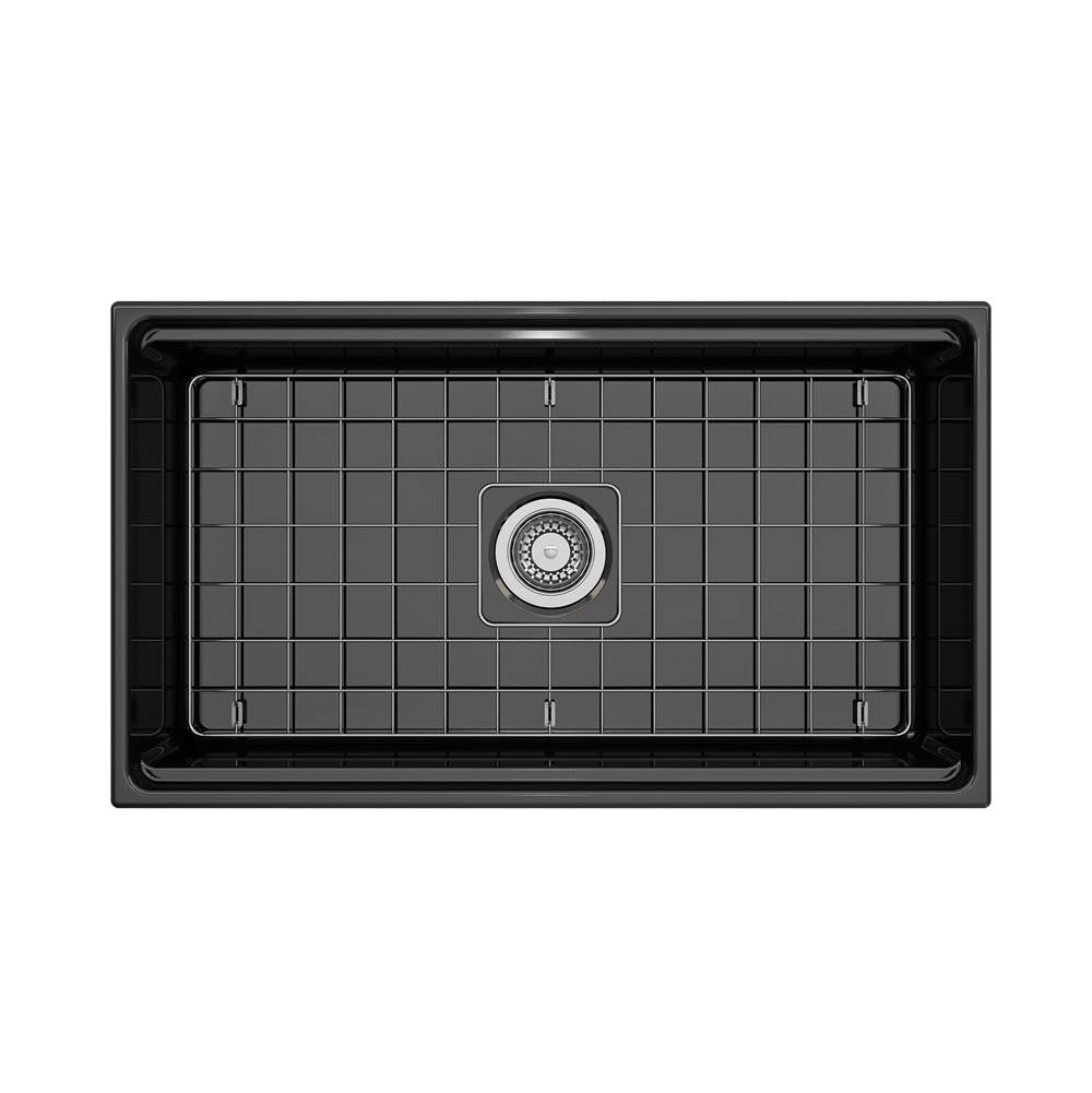 Contempo Step-Rim Apron Front Fireclay 33 in. Single Bowl Kitchen Sink with Integrated Work Station & Accessories in White