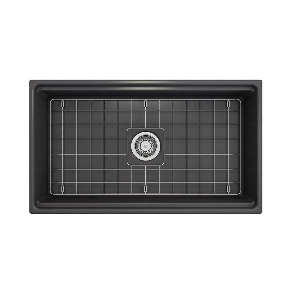 Contempo Step-Rim Apron Front Fireclay 33 in. Single Bowl Kitchen Sink with Integrated Work Station & Accessories in White