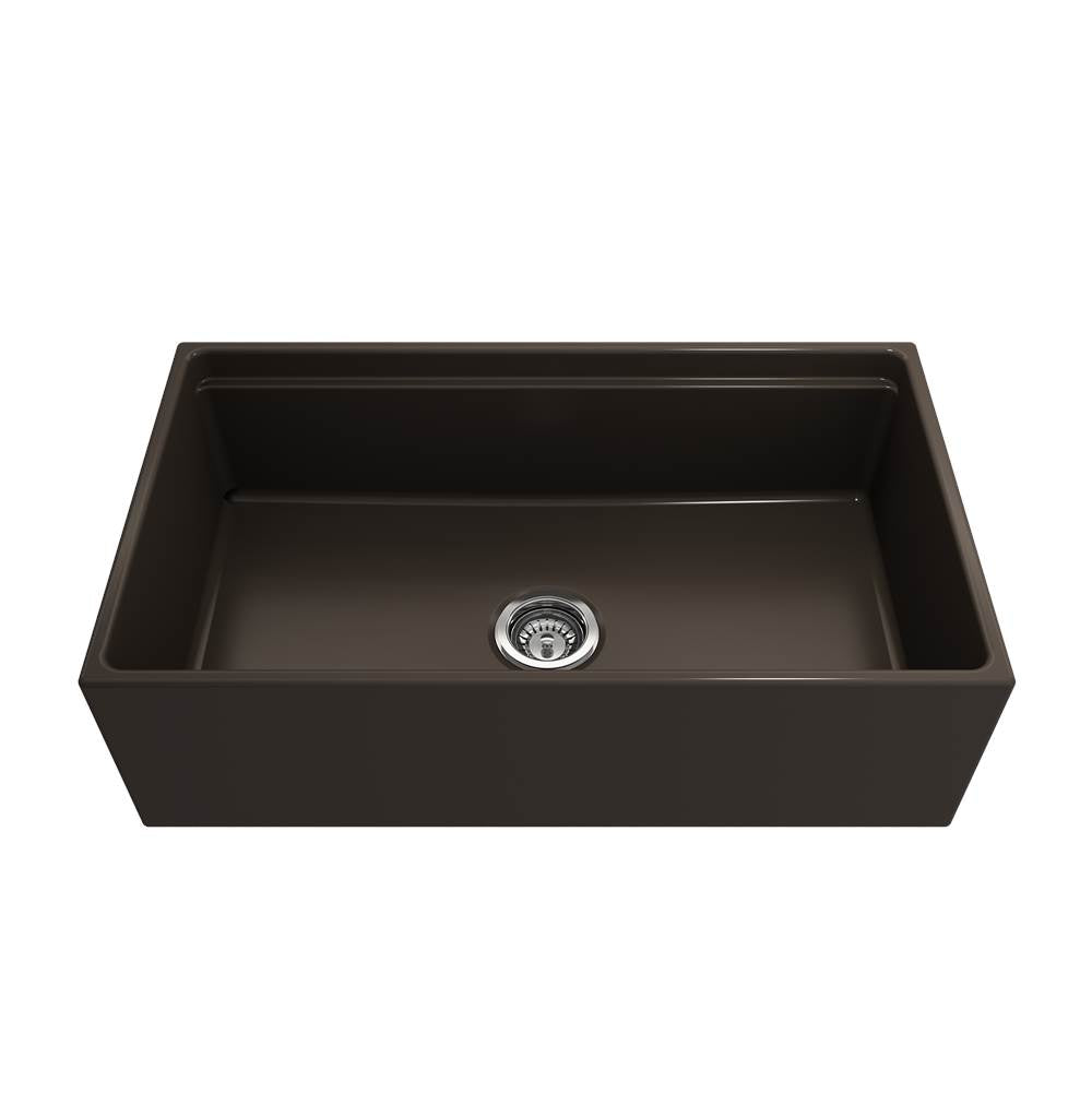 Contempo Step-Rim Apron Front Fireclay 33 in. Single Bowl Kitchen Sink with Integrated Work Station & Accessories in White