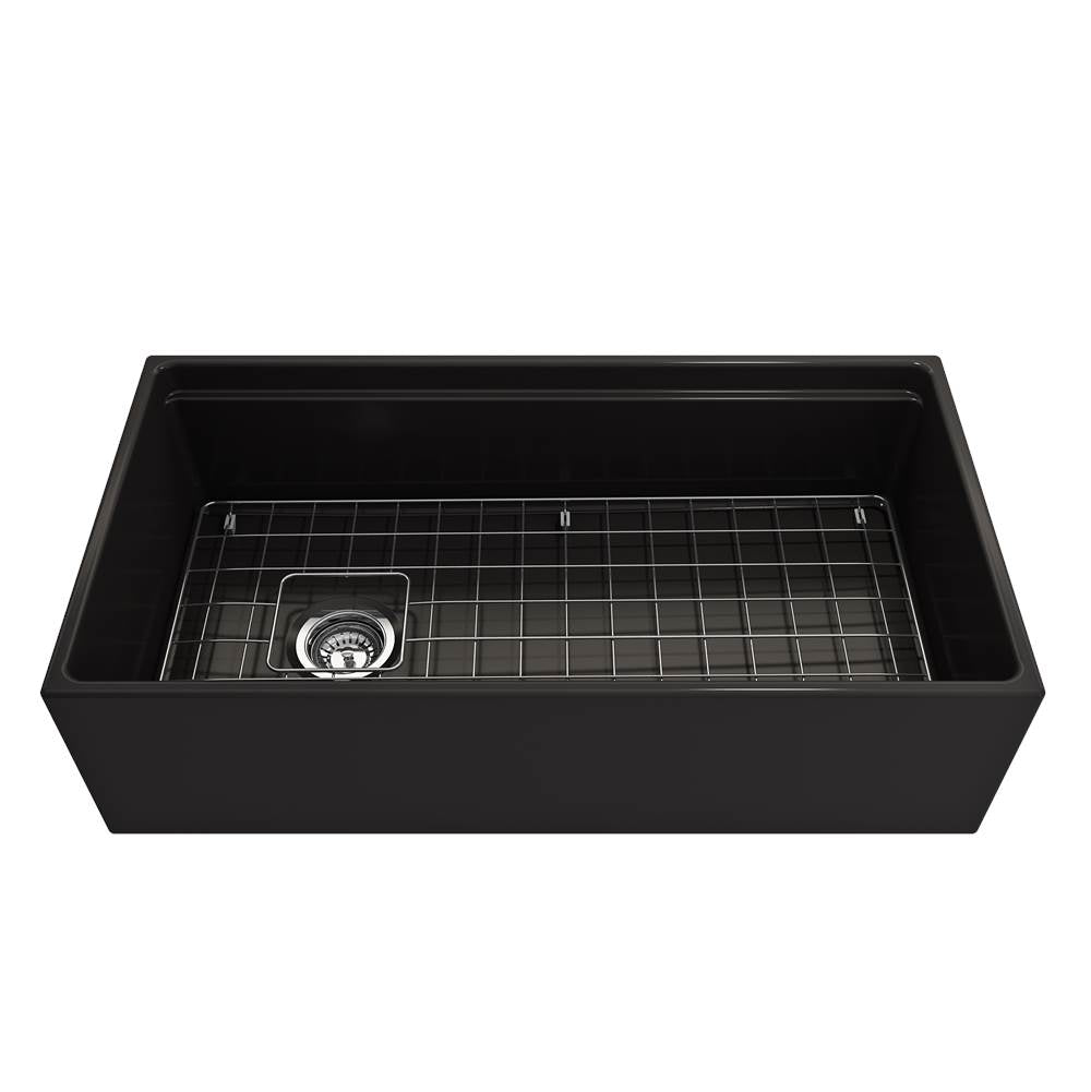 Contempo Step-Rim Apron Front Fireclay 36 in. Single Bowl Kitchen Sink with Integrated Work Station & Accessories in White