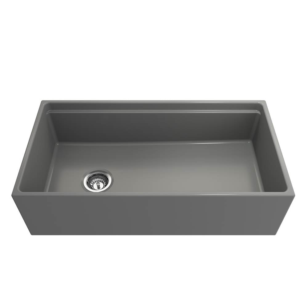 Contempo Step-Rim Apron Front Fireclay 36 in. Single Bowl Kitchen Sink with Integrated Work Station & Accessories in White
