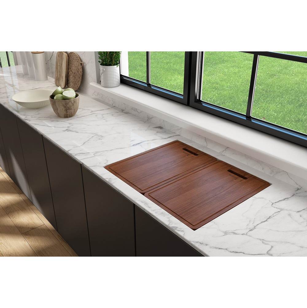 BOCCHI - Baveno Uno Dual-Mount with Integrated Workstation Fireclay 27 in. Single Bowl Kitchen Sink 2-hole with Accessories in Biscuit - Biscuit