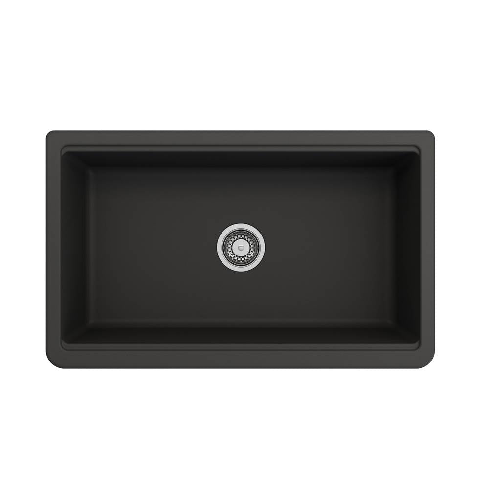 Arona Apron-Front 33 in. Single Bowl Granite Composite Kitchen Sink with Integrated Workstation and Accessories in Matte Black