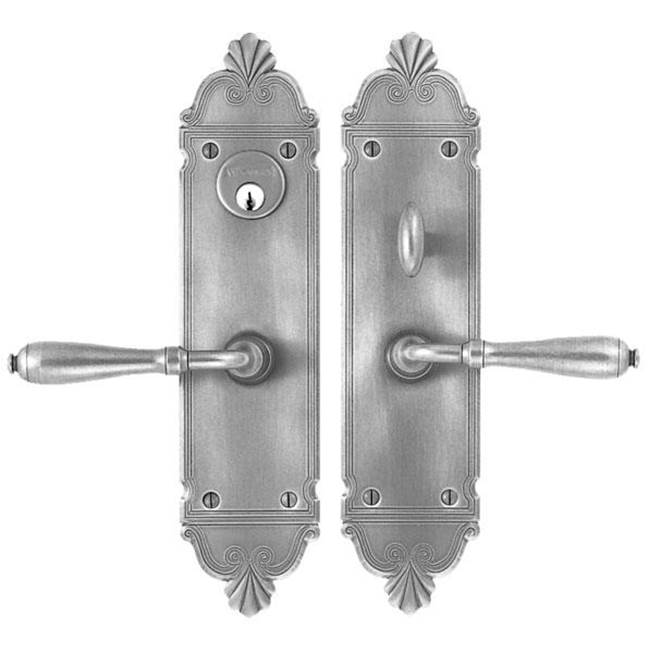 Bouvet - Entrance Lever Set for interior or exterior door - Complete single cylinder set for 1 3/4'' door - Satin Antique Brass 056