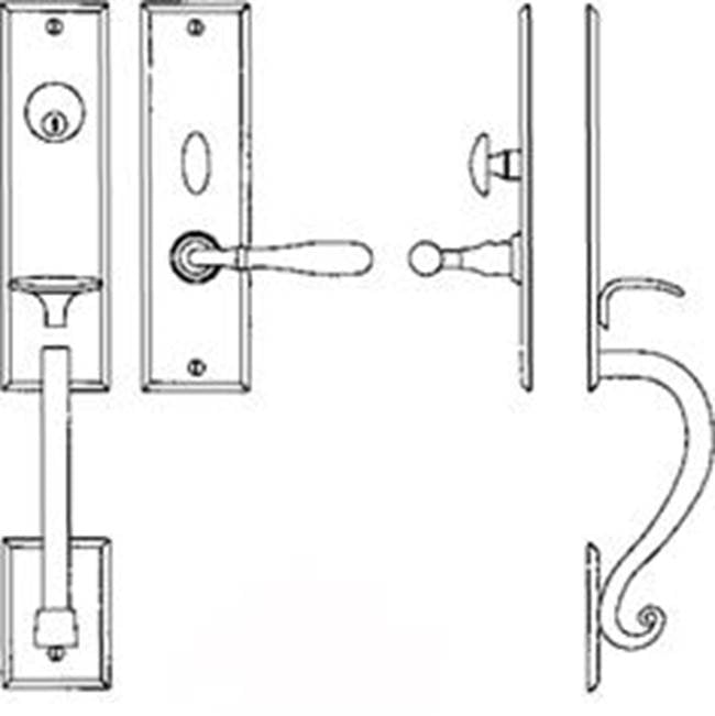 Bouvet - Entrance Handle Set - Trim set without mechanism - Pewter 012