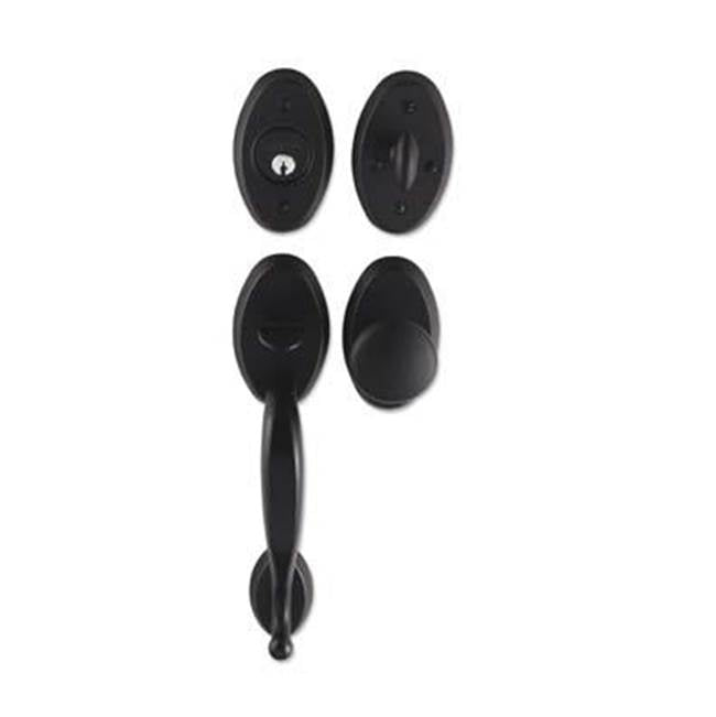 Bouvet - Tubular Entrance Handle Set - Complete single cylinder set for 1 3/4'' door - Pewter 012