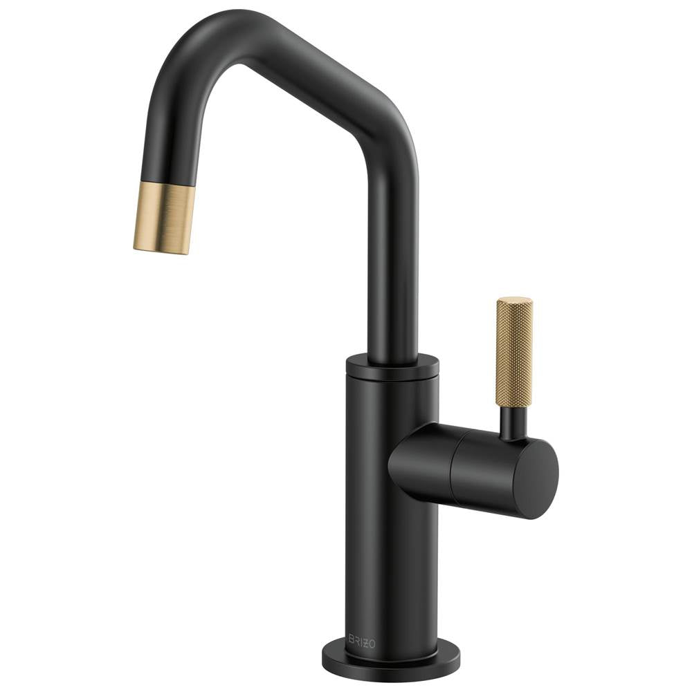 Brizo - Litze Beverage Faucet with Angled Spout and Knurled Handle - Matte Black With Luxe Gold