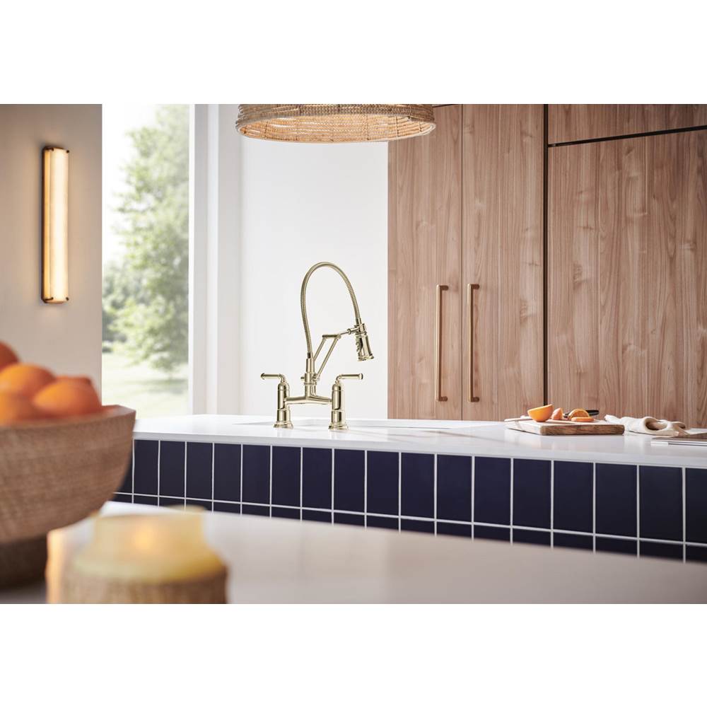 Rook Articulating Bridge Faucet with Finished Hose