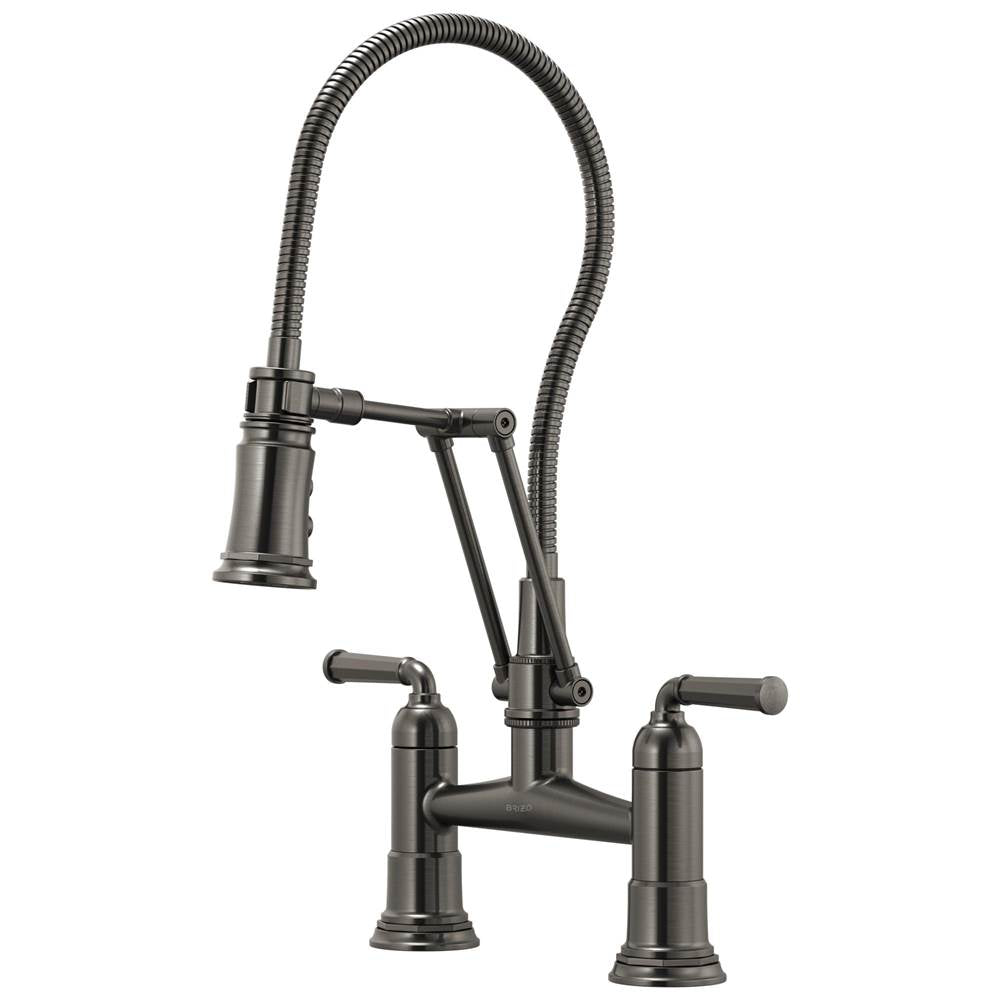 Brizo - Rook Articulating Bridge Faucet with Finished Hose - Luxe Steel