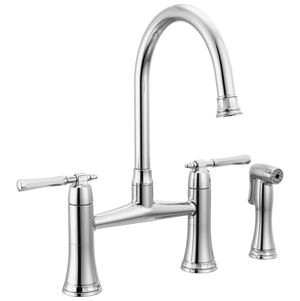 Brizo - The TulhamE Kitchen Collection by Brizo Bridge Kitchen Faucet with Side Spray - Chrome